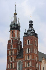 Fototapeta na wymiar Close up image of St Marys Basilica Tower. Krakow, Poland, Europe.
