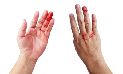 Bloody male hand isolated PNG transparent