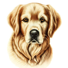 portrait of a golden retriever dog pencil drawing illustration isolated on white background Generative AI