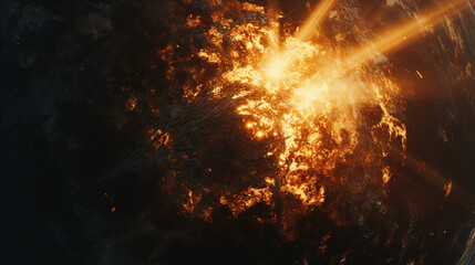 abstract, planet or planet earth is ripped apart or exploded from the inside, earth core implosion