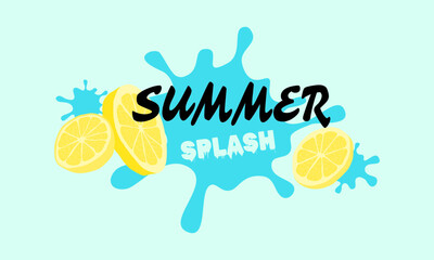 Fototapeta na wymiar Fresh beautiful summer splash banner design background pattern. horizontal poster, greeting card, header for website.