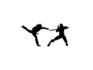 silhouette of jumping people