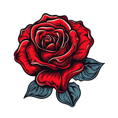 red rose illustration vector isolated in white 