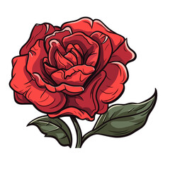 red rose illustration vector isolated in white 