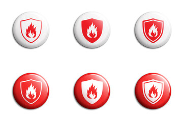 Fire protection icon. Shield with fire sign. Vector illustration.