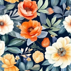 Fototapeta premium Watercolor floral seamless patterns 4k resolution