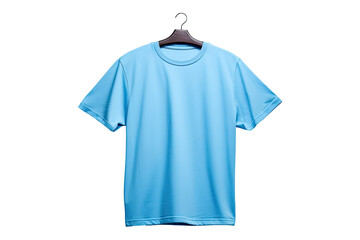 Blue T-shirt isolated on transparent background. Generative Ai