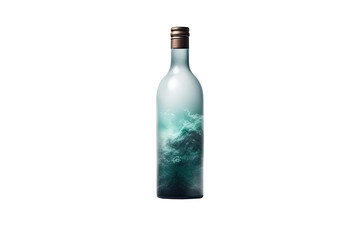 Green smoke bottle abstract on transparent background. Generative Ai