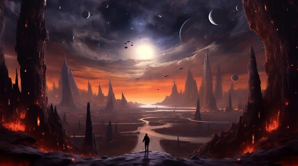 Fototapeta premium Captivating Space Panorama: Exploring Distant Galaxies