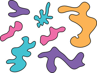 Decorative fluid forms elements design. Modern abstract shapes set. Vector illustration isolated on white background
