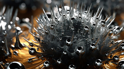 Magnetic Radiance: Exploring Silver Ferrofluid's Properties. Generative AI