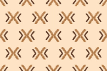 Fototapeta na wymiar Ethnic Ikat fabric pattern geometric style.African Ikat embroidery Ethnic oriental pattern brown cream background. Abstract,vector,illustration.For texture,clothing,scraf,decoration,carpet,silk.