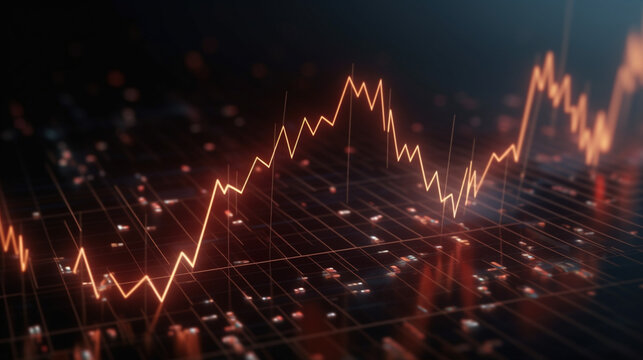 Finansowy krach, recesja w gospodarce, wykres spadk&oacute;w 3d - Financial meltdown, recession in the economy, 3d decline chart - AI Generated
