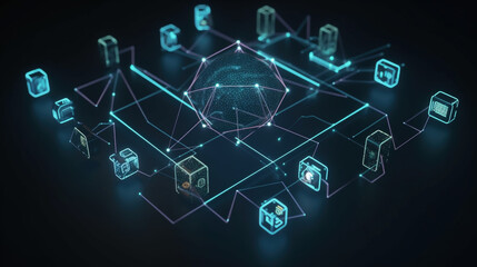 Architektura sieciowa - model biznesu globalnego - mapowanie połączeń - Network architecture - global business model - connection mapping - AI Generated - obrazy, fototapety, plakaty