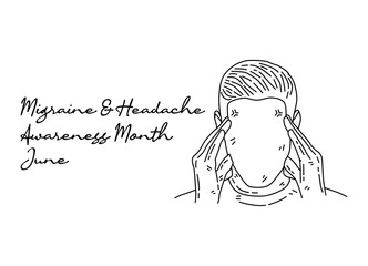 line art of migraine and headache awareness month good for migraine and headache awareness month celebrate. line art. illustration.