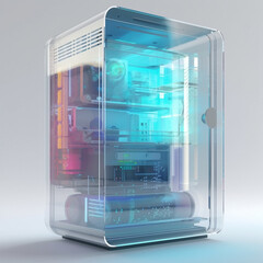 Futurystyczny sprzęt kuchenny - lodówka przyszłości - Futuristic kitchen appliances - the refrigerator of the future - AI Generated - obrazy, fototapety, plakaty