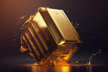 Dynamiczna inwestycja w złoto - sztabki złota jako bezpieczna przystań w biznesie - Dynamic gold investment - gold bars as a safe haven in business - AI Generated - obrazy, fototapety, plakaty
