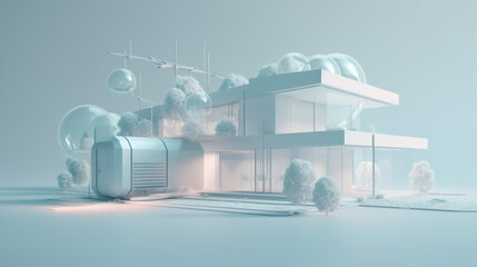 Dom przyszłości - makieta architektoniczna - 3d - model przestrzenny - House of the future - architectural mock-up - 3d - spatial model - AI Generated