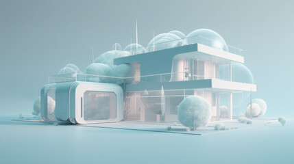 Inteligenty dom przyszłości - inwestycja w nieruchomość, 3d makieta - Smart home of the future - real estate investment, 3d mockup - AI Generated - obrazy, fototapety, plakaty