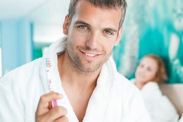 Fototapeta premium Man with a toothbrush