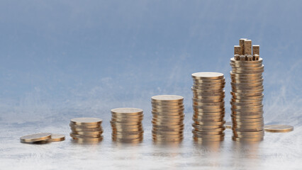 Coin stacks, money grow up