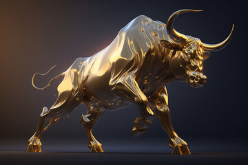 Złoty byk - wzrost i dobrobyt w biznesie - Golden bull - growth and prosperity in business - AI Generated - obrazy, fototapety, plakaty