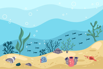Fototapeta na wymiar Beach sea sand summer background concept. Vector graphic design illustration