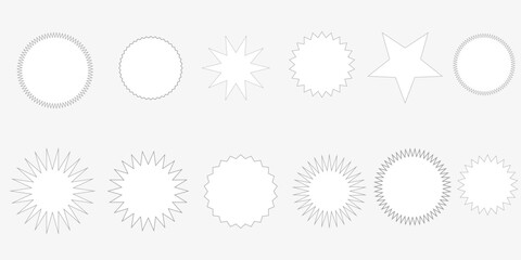 white set of sale sticker, sun stars, retro stars. Flat vector design elements