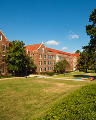Fototapeta premium Typical American college campus with classic brick architecture