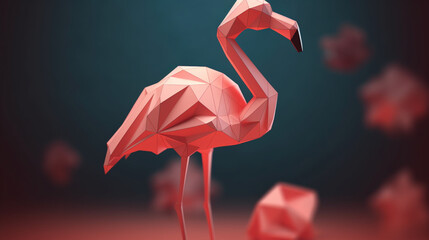 Origami flaming - emocje, miłość - Origami flamingo - emotions, love - AI Generated