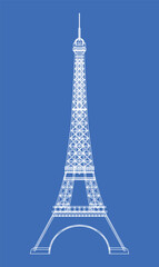 Eiffel Tower Blueprint Style