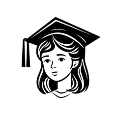 Girl wearing graduation cap vector illustration isolated on transparent background