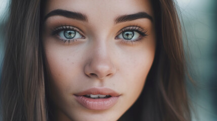 young adult woman is emotional, feelings and feel, empathetic or satisfied and happy