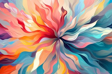 Abstract Flower Painting, Colorful Handdrawn Art for Wallpaper, generative ai generated