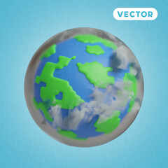 globe 3D vector icon set, on a blue background