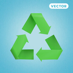 recycle symbol 3D vector icon set, on a blue background