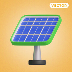 solar cell 3D vector icon set, on a orange background