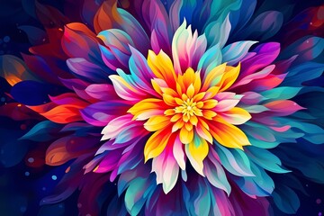 Colorful Handdrawn Art, Abstract Flower Painting for Background, generative ai generated