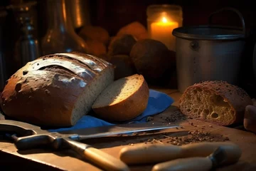 Foto auf Acrylglas bake bread in front oven and stuff food photography © MeyKitchen