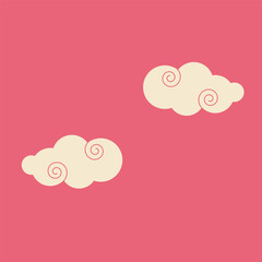pink background with clouds