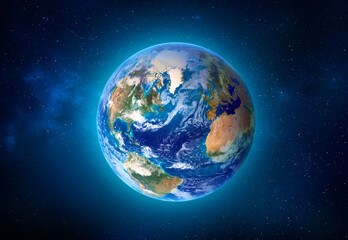 Blue planet earth in space. Atlantic ocean zone. Elements of this image furnished by NASA