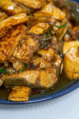 A dish of delicious Chinese home cooking, Braised Catfish with Tofu