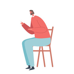 Relaxed Adult Man Character Sitting On A Comfortable Chair, Exuding Tranquility And Contentment As He Rests