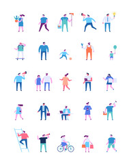 Fototapeta premium Tiny people flat set isolated on white background