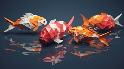Złote rybki koi - symbol wytrwałości i dobrobytu - Gold koi fish - a symbol of perseverance and prosperity - AI Generated