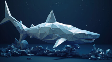 Morski drapieżnik - żarłacz biały - papierowe origami - ochrona oceanów -Marine predator - white shark - origami paper - ocean conservation - AI Generated