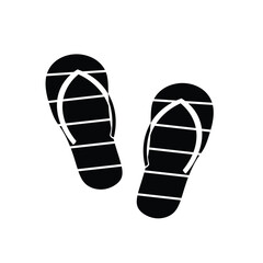 Vector Silhouette Slipper Shoes or Flip Flops Isolated on White Background. Slippers icon Blue and Orange Colored Striped Summer Beach Flip Flops. Holiday and Summer Vacation Flat Element. 