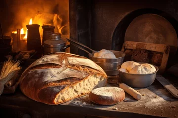 Schilderijen op glas bake bread in front oven and stuff food photography © MeyKitchen