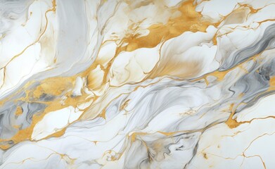 White marble texture with golden streaks. Generative AI