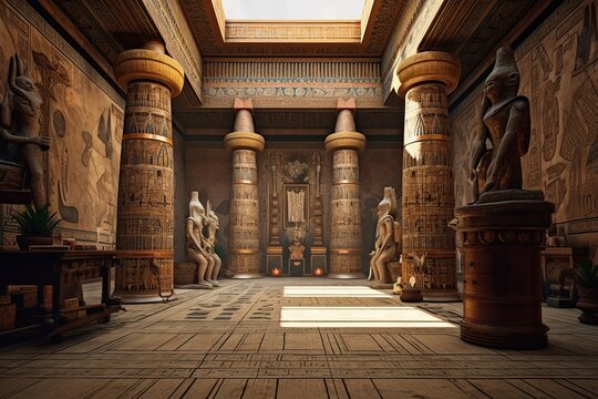 Palace antique pillars. Ai art. Medieval building architecture 